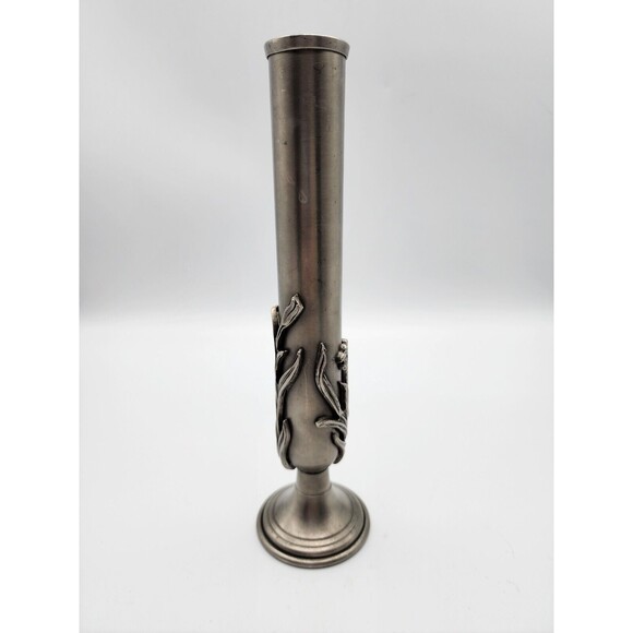 VTG Etain Fait Main Jean Goardere Pewter Bud Vase France Rare Find Lily Flowers - Picture 2 of 12